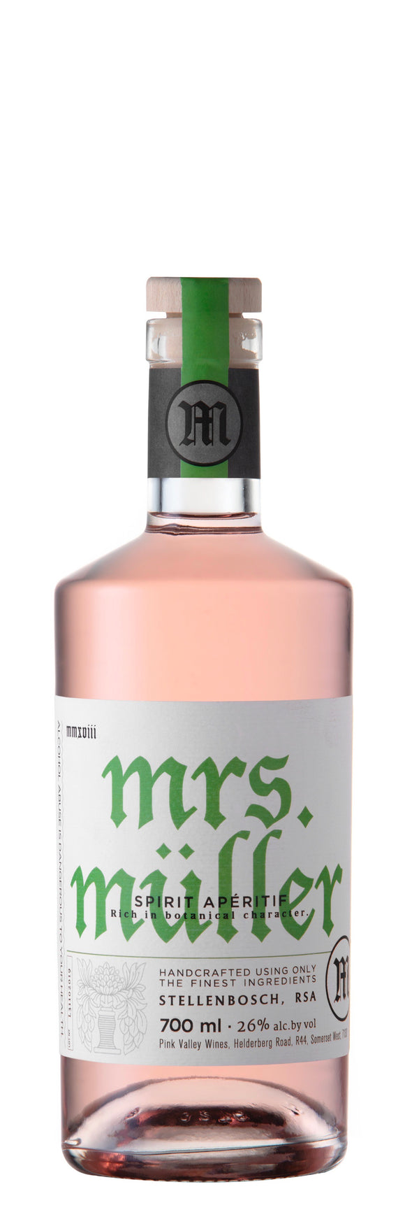 Bouteille 70cl Mrs. Muller - Liqueur de Gin - Pink Valley, Afrique du Sud